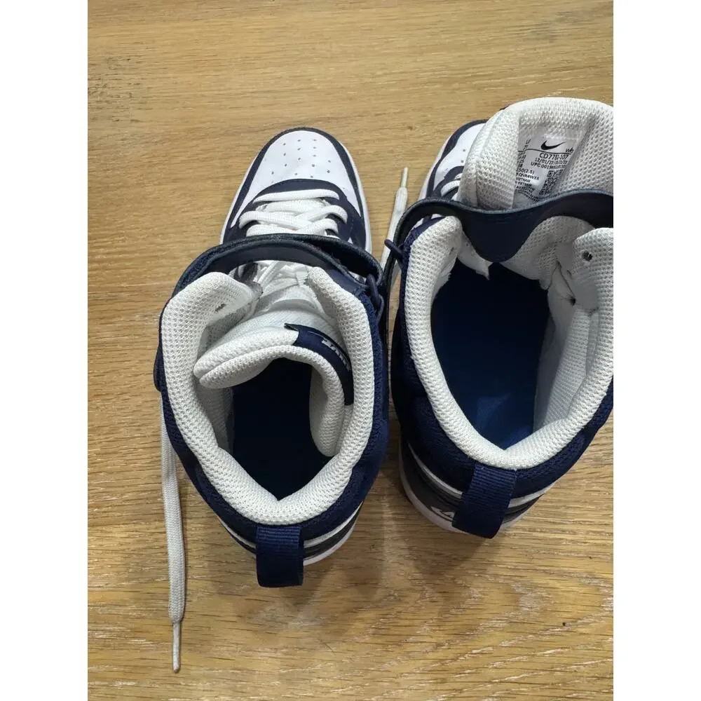 Nike Court Borough Mid 2 Size 7Y Blue and White